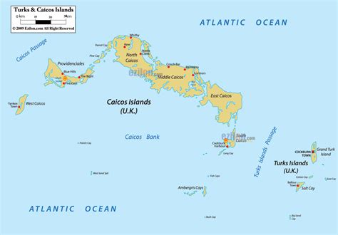 Detailed Political Map of Turks and Caicos Islands and Ezilon Maps