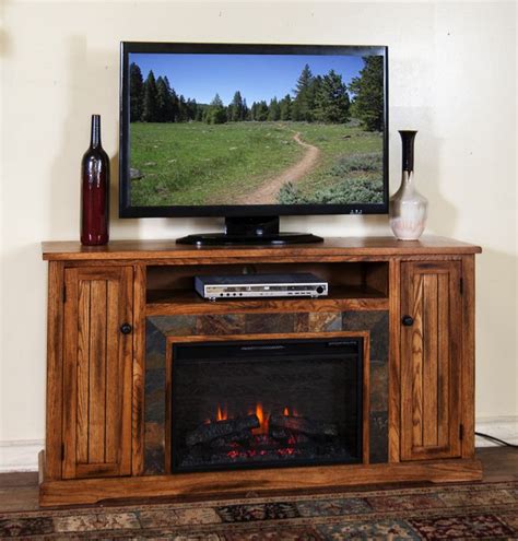 SD-3488RO-60R 60" Sedona Rustic Oak Fireplace TV Stand | Room Ideas ...