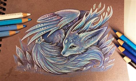 Crystal fox spirit | Fantasy drawings, Dragon art, Dragon artwork