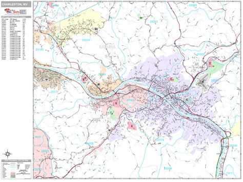 Charleston West Virginia Wall Map (Premium Style) by MarketMAPS - MapSales