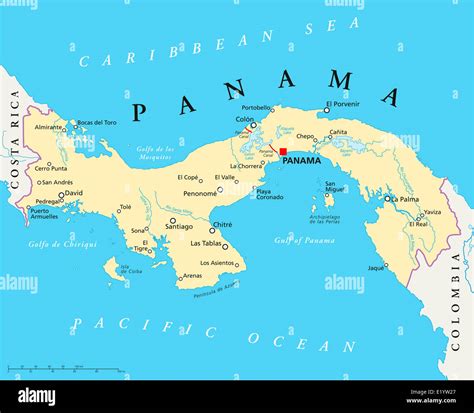 Panama Political Map with capital, national borders, most important ...