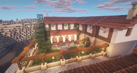 My Roman style house I build in survival. Love the garden. : r/Minecraft