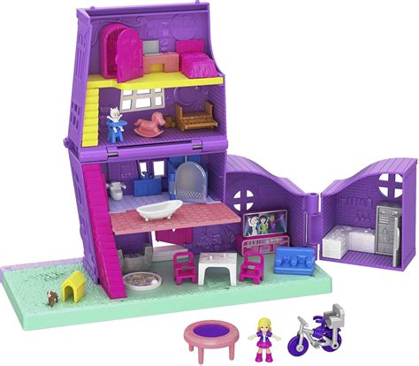 Polly Pocket Doll House, Pollyville Pocket House with 2 Dolls and ...