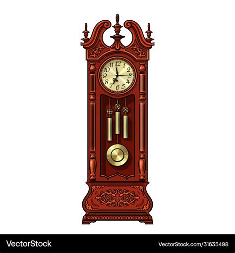 Antique grandfather pendulum clock Royalty Free Vector Image