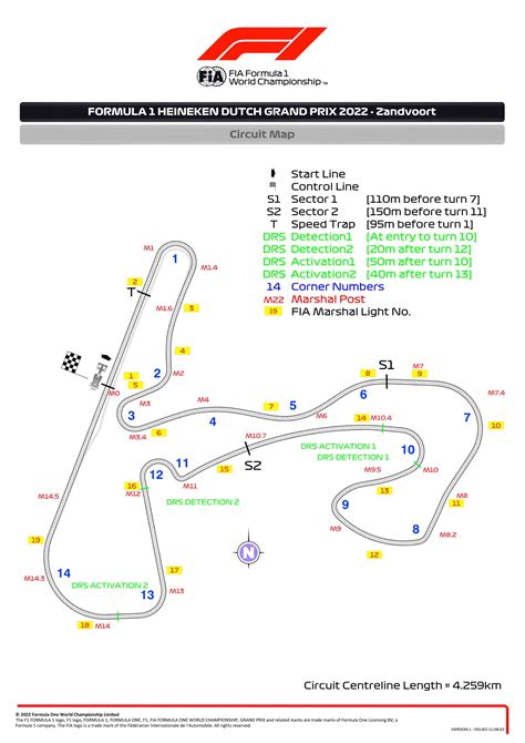 Zandvoort circuit map with extended DRS zone on main straight | 2022 ...