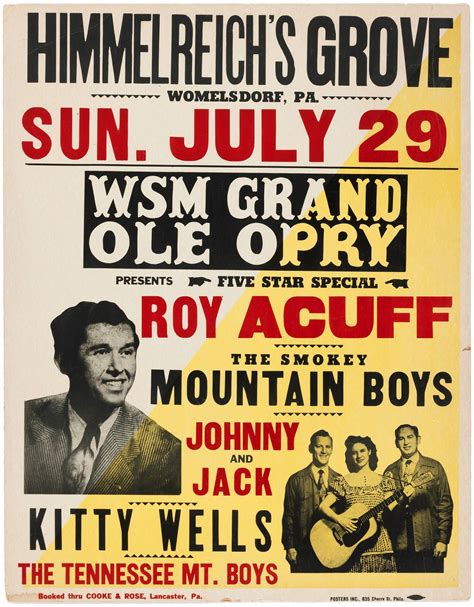 Hake's - ROY ACUFF & KITTY WELLS 1956 GRAND OLE OPRY CONCERT POSTER.