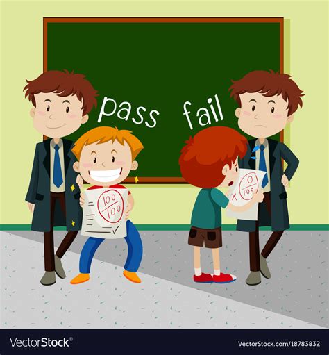 Opposite words for pass and fail Royalty Free Vector Image