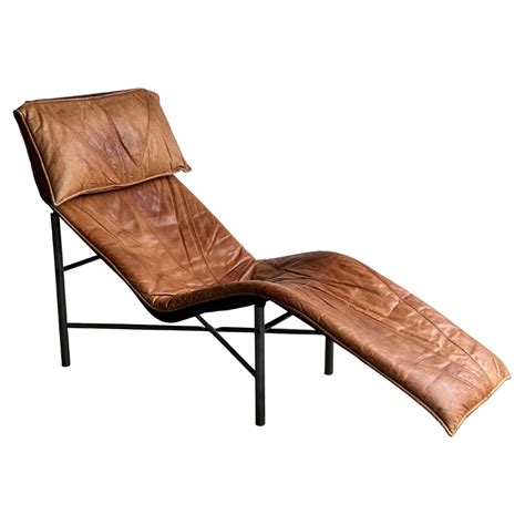 Vintage Cognac Leather Chaise Longue by Tord Bjorklund for Ikea, Sweden ...