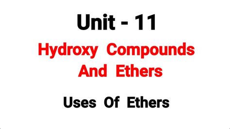 Uses of ethers | Hydroxy Compounds And Ethers | TN 12th Chemistry | in ...