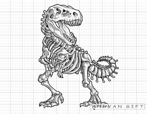 T Rex Skeleton Coloring Page