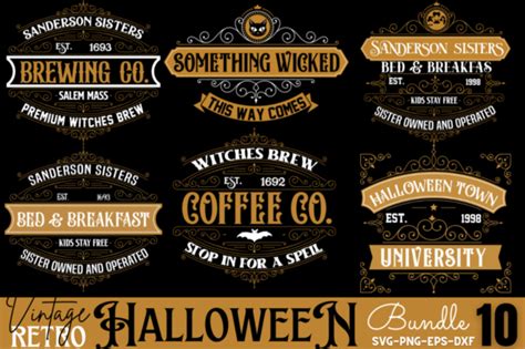 Vintage Halloween Sign Bundle Graphic by Design's Dark · Creative Fabrica