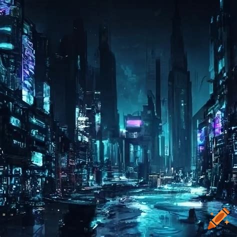 Cyberpunk city wallpaper dark on Craiyon