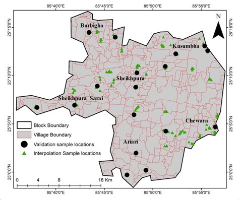 | Village map of Sheikhpura district indicates groundwater sample ...