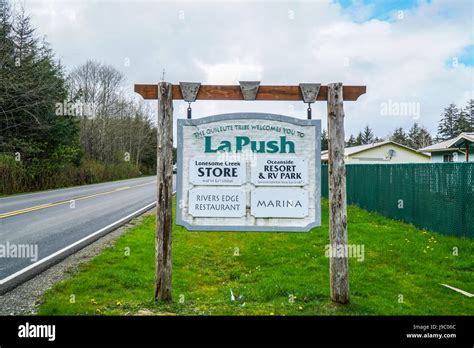 La Push Welcome sign - the beach in the reservation of the Quileute ...