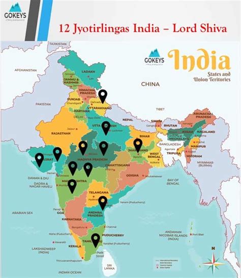 12 Jyotirlinga name, Place list, Images, Map and Information - Gokeys ...