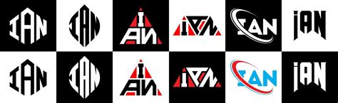 IAN letter logo design in six style. IAN polygon, circle, triangle ...