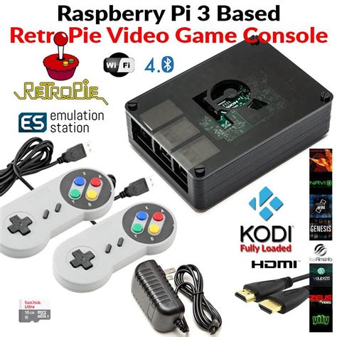 Raspberry Pi 3 RetroPie Retro Video Game Console 32GB 2xSNES ...