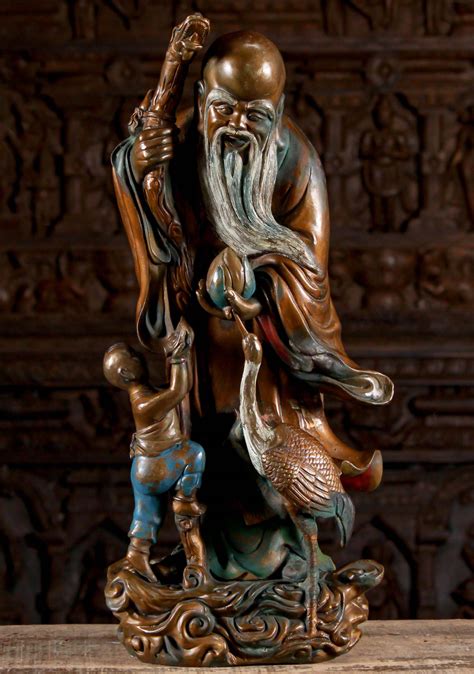 SOLD Antique Lao Tzu Statue Chinese Sage 23.5" (#125t101): Lotus Sculpture