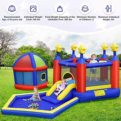 Kids Inflatable Bouncy Castle with Slide Large Jumping Area Playhouse ...