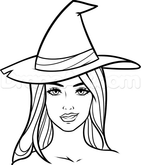 How to Draw a Witch Face, Step by Step, Witches, Monsters, FREE Online ...