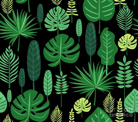 Green Leaf Pattern Digital Art by Noirty Designs