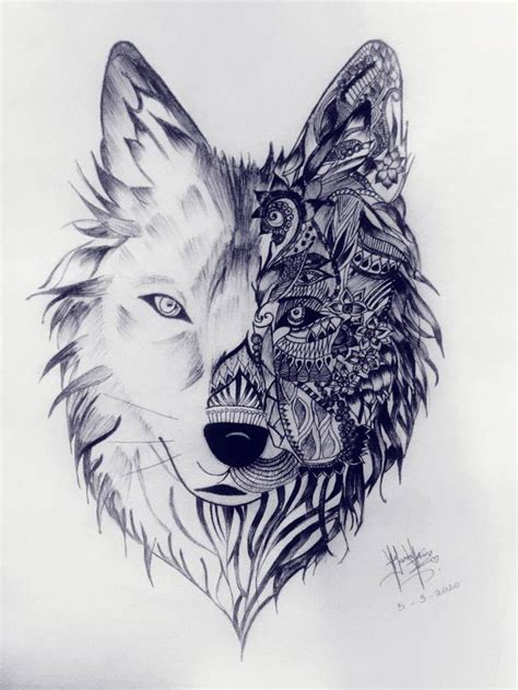 Wolf Art Black And White