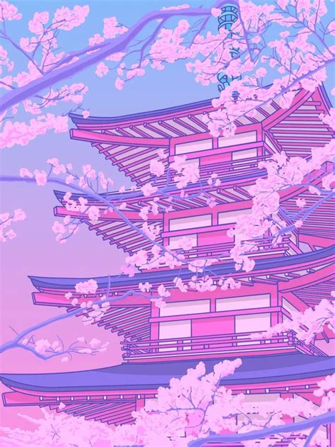 Download Pastel Japanese Aesthetic Pink Pagoda Wallpaper | Wallpapers ...