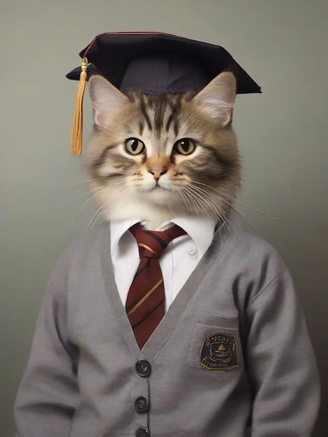 Adorable Cat in School Uniform | Premium AI-generated image