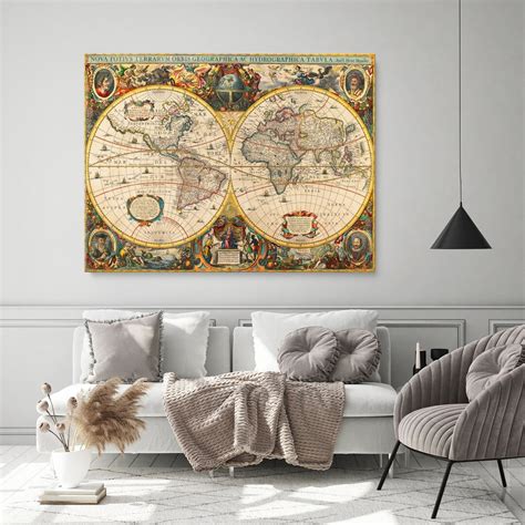 Antique World Map Canvas Old World Map Canvas Map Poster - Etsy