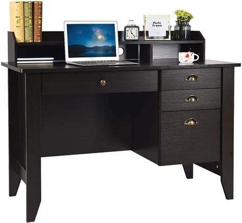 Modern Farmhouse Computer Desk with Drawers, Wood Home Office Desk with ...