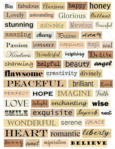 Printable Phrases Words Quotes Kit Digital Collage Sheet Inspirational ...