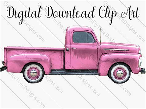 Light Pink Watercolor Vintage Truck Clipart 017 Rusty Rustic Country ...