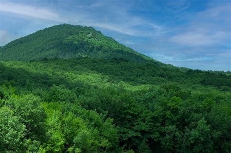 Premium Photo | Landscape big green mountain peak against the blue sky ...