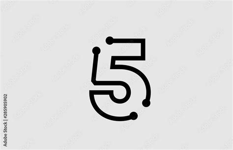 number 5 logo design with line and dots Stock Vector | Adobe Stock