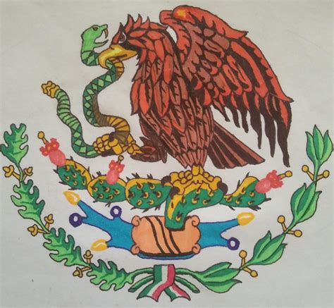 El Escudo Nacional de Mexico (dibujo a mano) Me tomó solo un dia ...