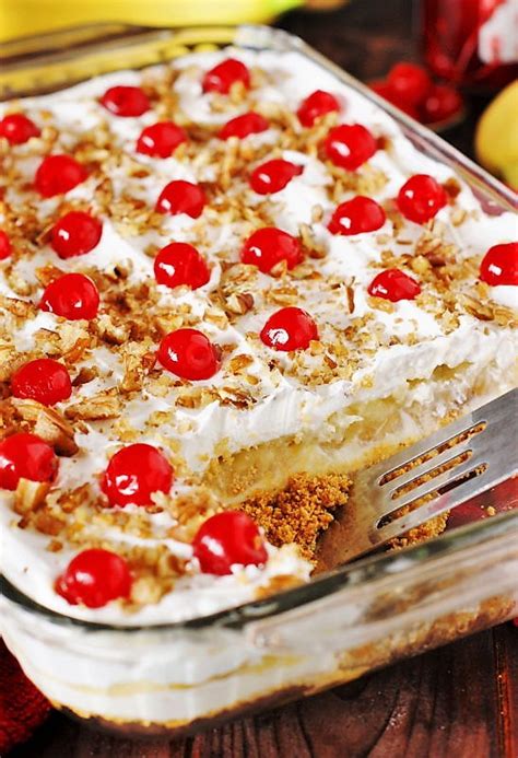 No-Bake Banana Split Cake | The Kitchen is My Playground