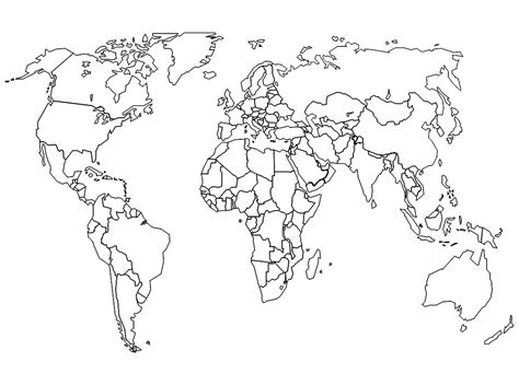 Blank World Map With Countries - London Top Attractions Map