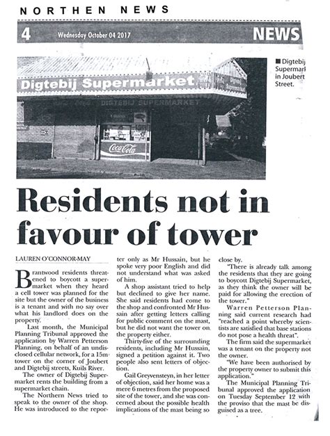 Kuils River: Residents not in favour of tower – EMRSA