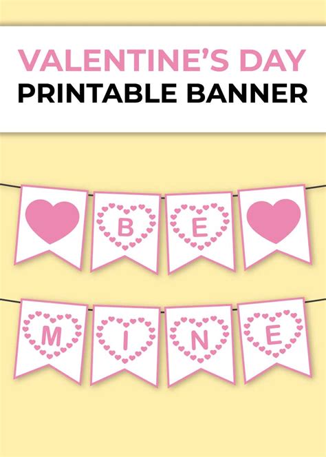 Printable Valentine's Day Banner - Chevron Lemon