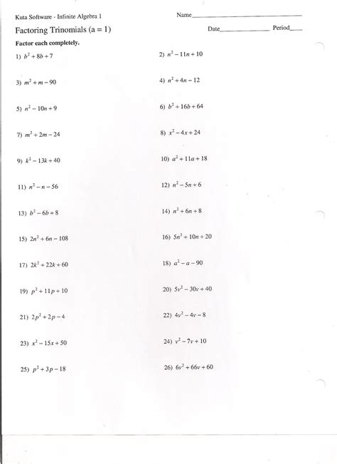 Factor Perfect Square Trinomial Worksheet - Printable Word Searches