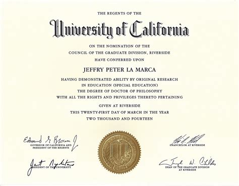 doctoral diploma – Jeff La Marca, Ph.D.