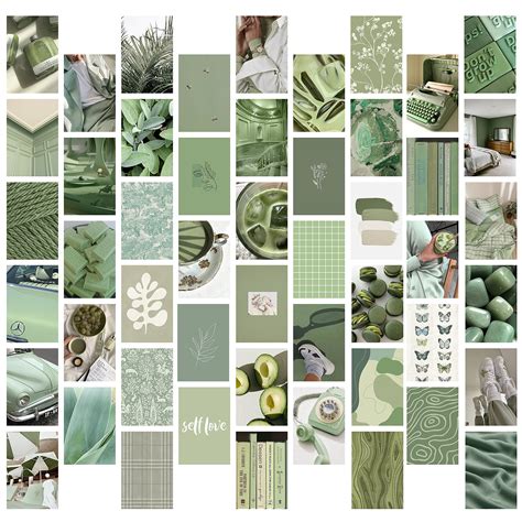 Buy PANTIDE 50Pcs Sage Green Matcha Aesthetic Wall Collage Kit Photo ...