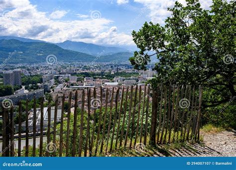 View on Central Part of Grenoble City from Bastille Fortres Witn ...