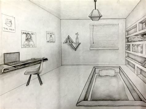 One Point Perspective Bed Drawing ~ Drawing Room Perspective Bed Point ...