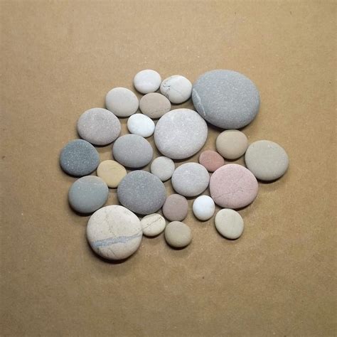 10 Small Round Pebbles, Smooth Flattened Round Sea Stones, Small Art ...