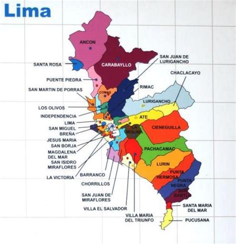 Estructura distrital de Lima Metropolitana | Peru mapa, Mapa lima, Perú