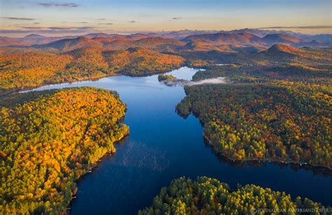 Loon Lake with the High Peaks range to the north autumn sunrise ...