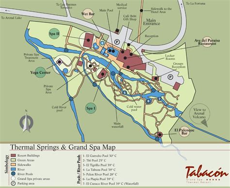 Tabacon Thermal Resort & Spa map - Travel resort maps