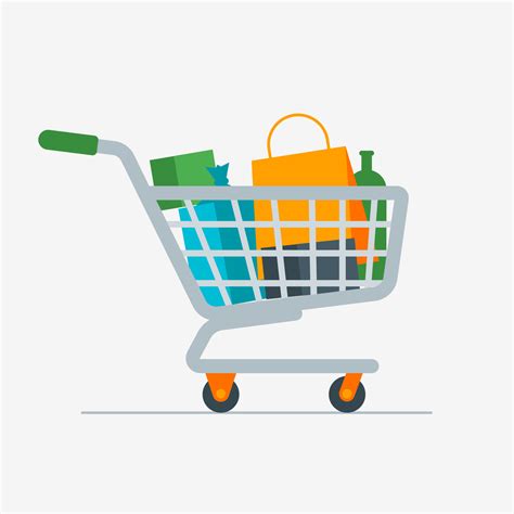 Shopping Cart or Basket Illustration, Grocery Store Icon 8325517 Vector ...