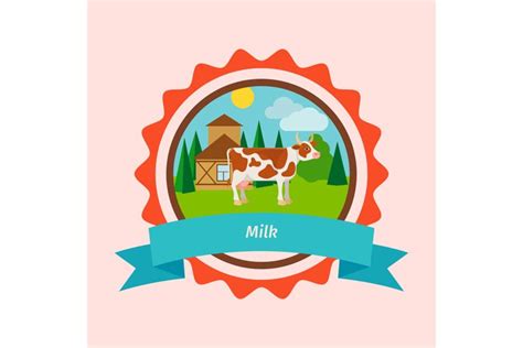 Cow flat milk label design